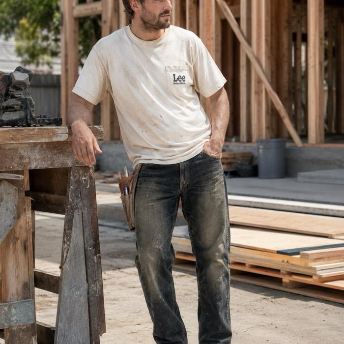 Lee Union Made Carpenter Mudwash Celana Jeans Pria Desain Mudwash untuk Pekerjaan Konstruksi dan Lai