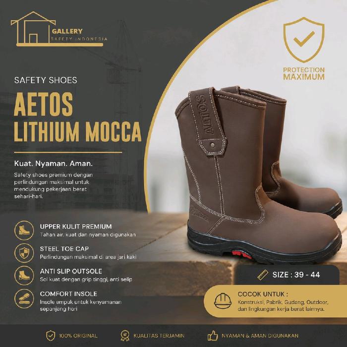 SAFETY SHOES / SEPATU SAFETY MODEL BOOTS AETOS LITHIUM WARNA MOCCA ORIGINAL