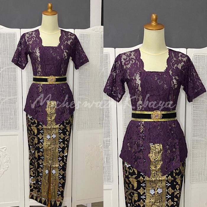 Kebaya Bali Set Brukat Bianca Ungu Juwet