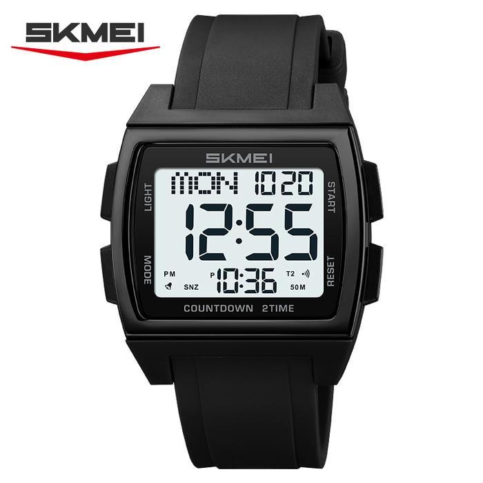 Jam Tangan Digital Pria SKMEI 2453 Hitam Putih Tahan Air 30 Meter dengan Garansi Resmi Toko