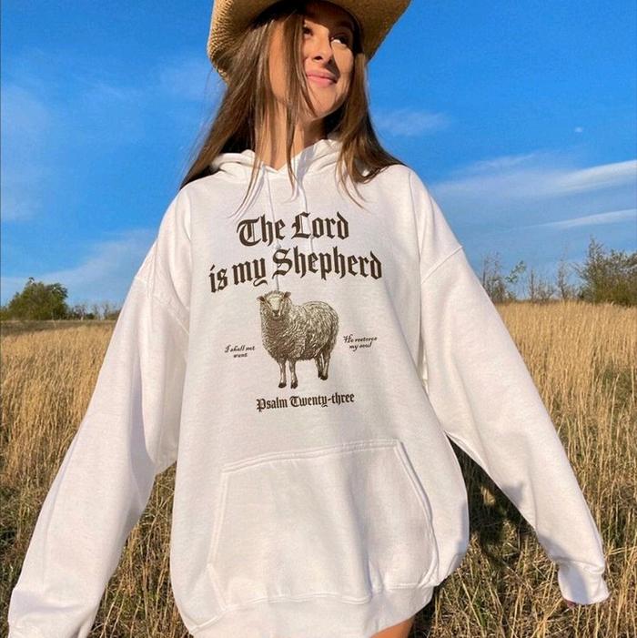 Hoodie The Lord is my Shepherd Big Size S - 6XL Sweatshirts Vintage Sheep (Domba) Jaket Oversize Gir