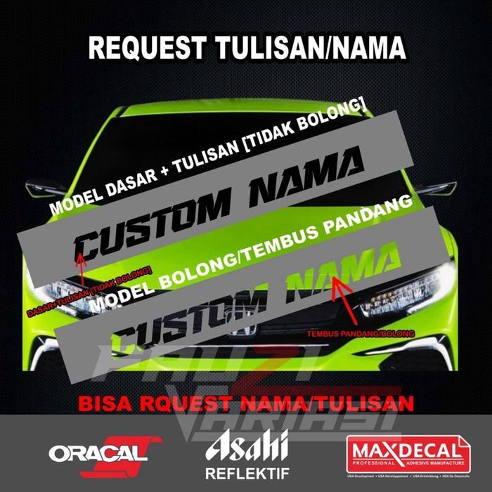 Stiker Kaca Mobil Depan Bisa Custom dan Request Desain Atau nama BISA UNTUK SEMUA JENIS MOBIL