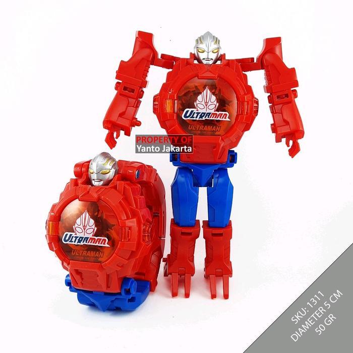 Jam Tangan Anak Ultraman Robot Transformasi Digital dengan Fungsi Waktu dan Tanggal 2in1
