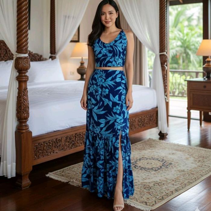 Setelan wanita rok mikako belahan samping rayon premium