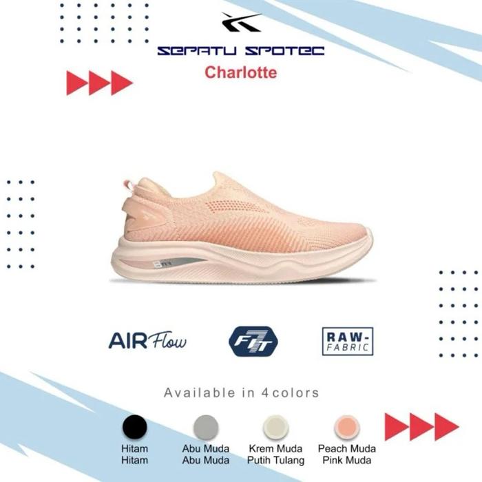 Sepatu sport slip on merk Spotec charloote original