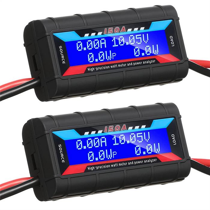 2Pcs 150A High Precision Watt Meter with Backlight Digital LCD Screen