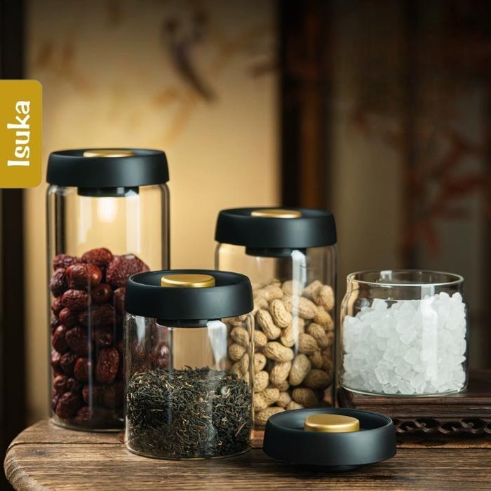 Toples Kaca Kopi Kedap Udara Toples Aesthetic Toples Kue Kering Wadah Penyimpanan Jar Kaca Bening Te