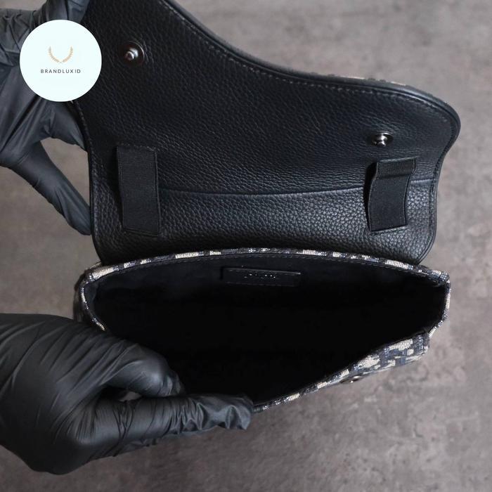 DIOR SADDLE SLINGBAG BLUE OBLIQUE CANVAS