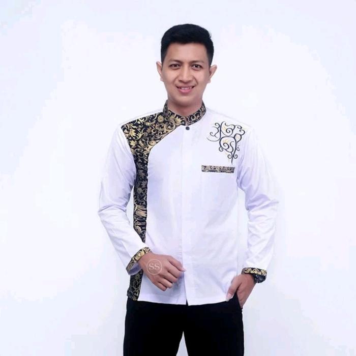 baju koko kombinasi bbatik/ baju koko batik/ baju koko bordil batik