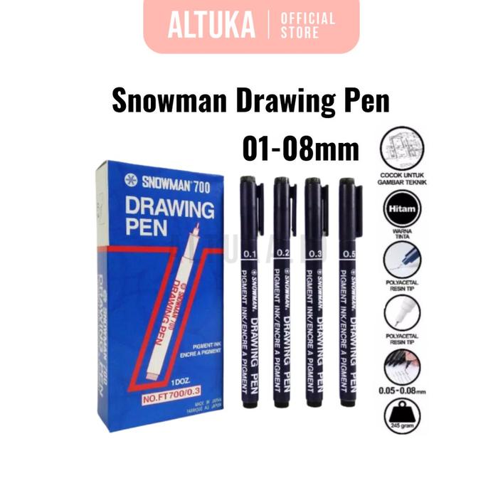 Snowman Drawing Pen 01-08Mm / Snowman Hitam