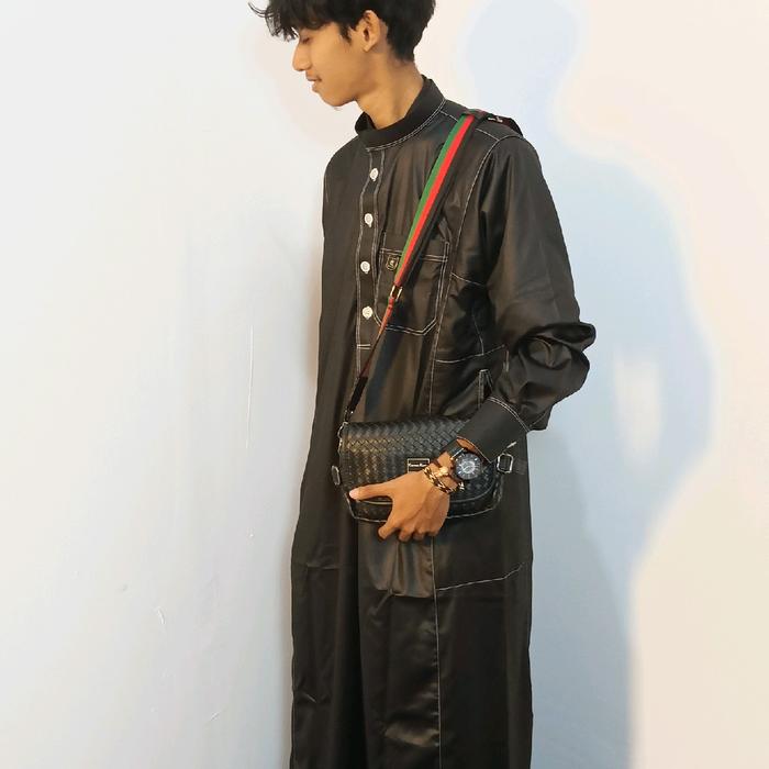 Elghazi [Saudi 108 Jubah Qairu] Gamis Pria Dewasa Remaia Kancing Manset Abu Arab Putih Hitam Terlari