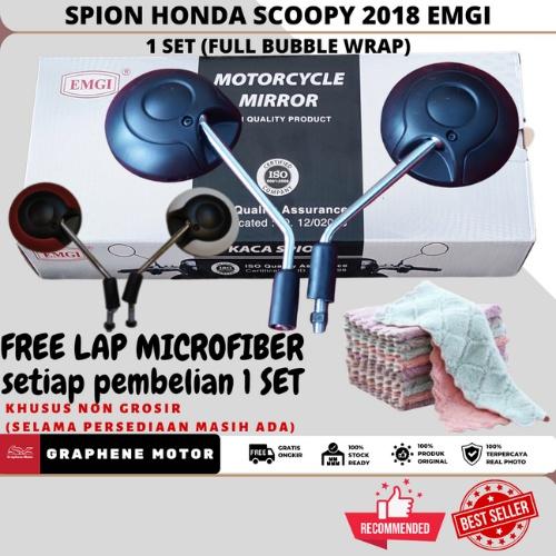 EMGI Spion Motor Honda Scoopy 2018 FI Kaca Cembung Standar - Hitam, Abu, Cream, Hijau, Merah, Putih