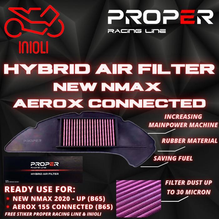 Ready Stok Air Filter Saringan Udara Proper Racing Line New Nmax Aerox Connected 155 B65 Hybrid Air 