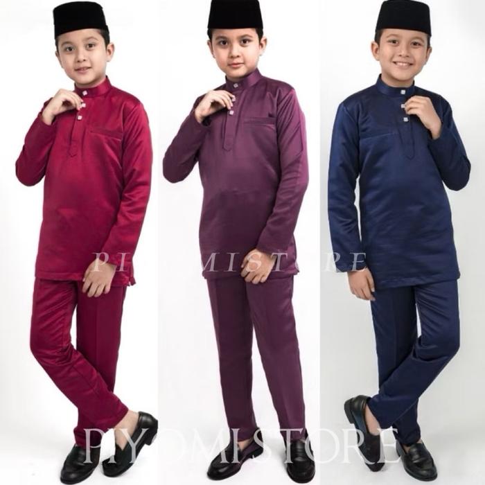 Baju Melayu Anak Laki Laki Teluk Belanga Cekak Musang Setelan Pakaian Muslim Koko Cowok Adat Malaysi