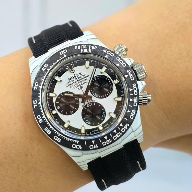 Jam Tangan dlRolexDaytona DIw Irbis Quartz Carbon Limited Edition Dial Panda