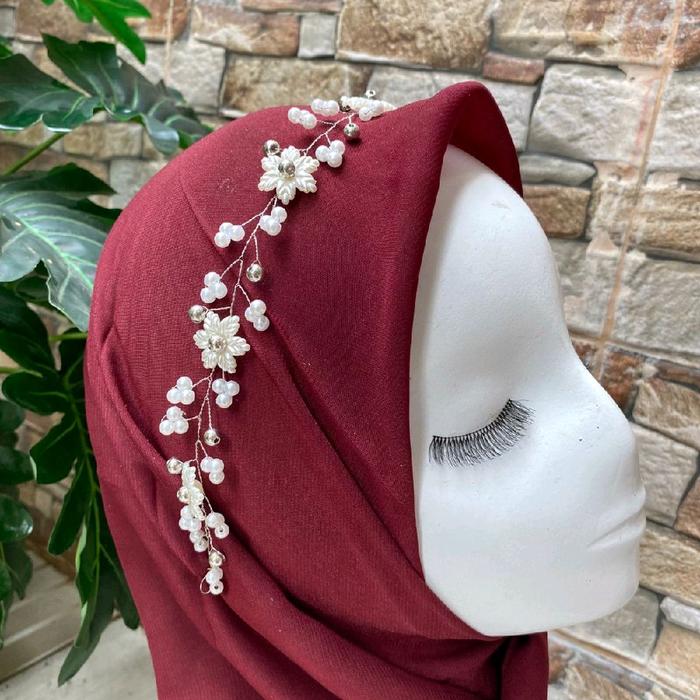 bando mutiara putih silver