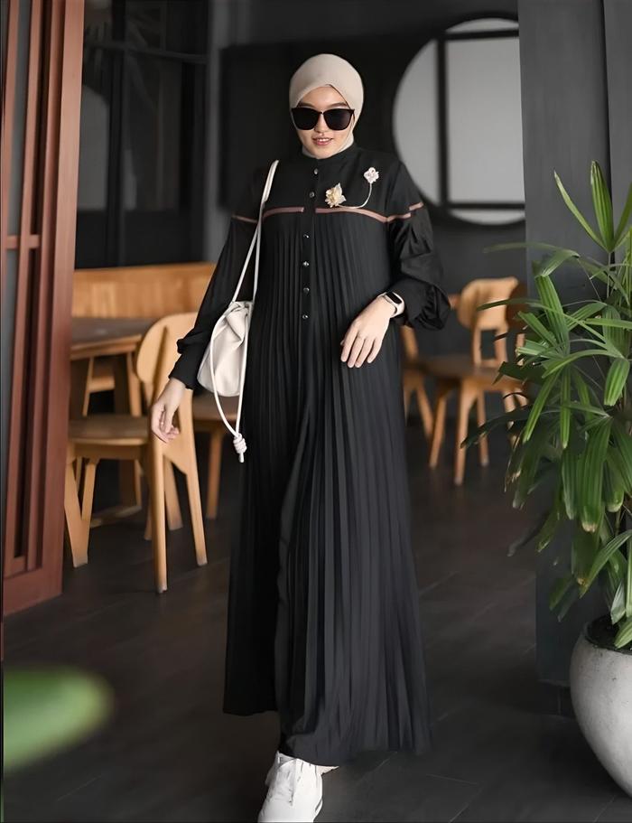 Maxy Dress Aleeana Dress Prisket dress Size L-XL bahan jersey prisket kombi knit mango kancing 2 ata