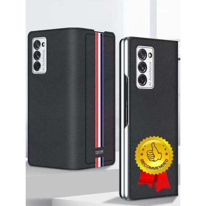 Case Samsung Galaxy Z Fold 2 Flip Leather Phone Magnetic Gkk Samsung Fold 2 5G Black Gold Terbaru
