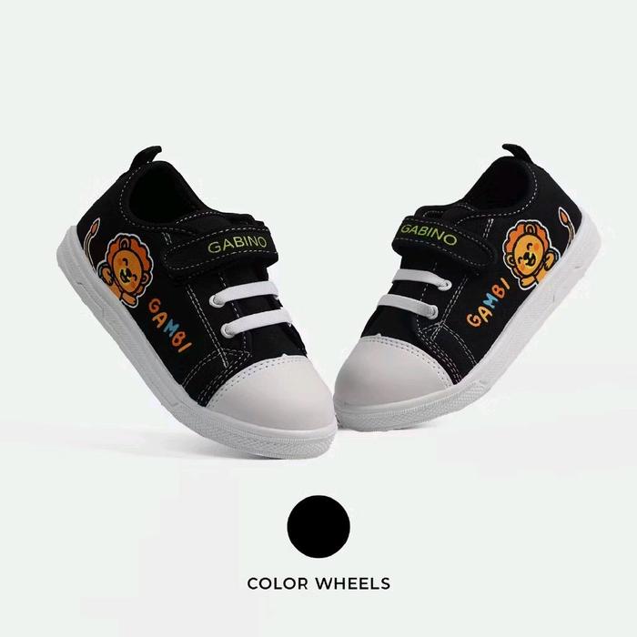 GABINO Sepatu Anak Laki-laki Hitam dengan Desain Lucu Warna Wheels untuk Kegiatan Sehari-hari
