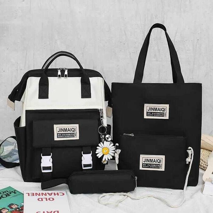 Zyana - Tas Ransel Sekolah Anak Wanita Dan Pria Set 4 In 1 Beranak 1 Set Isi 4 Pcs