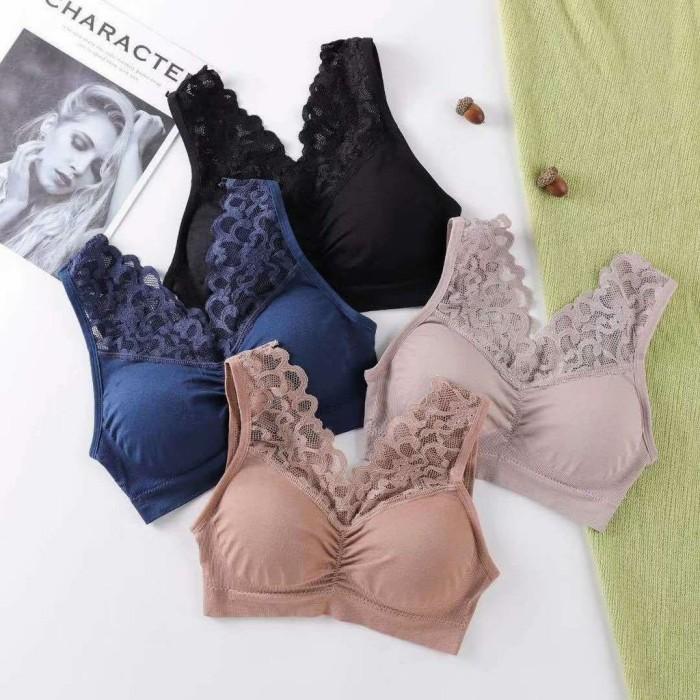 push up Bra big size tanpa kawat acsen lace