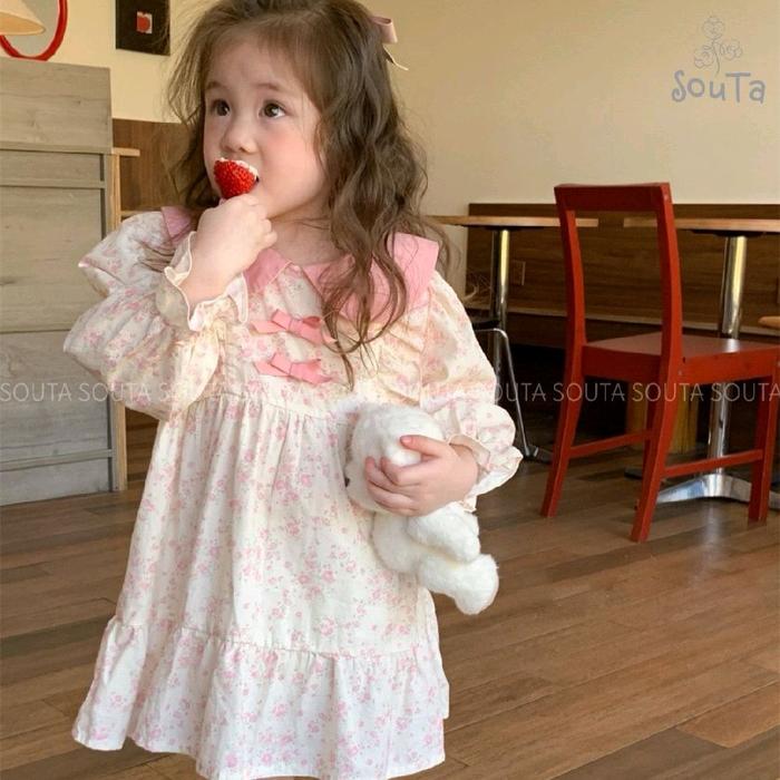 Souta Hanako Dress Shabby Pink ( 3204 ) dress shabby anak katun