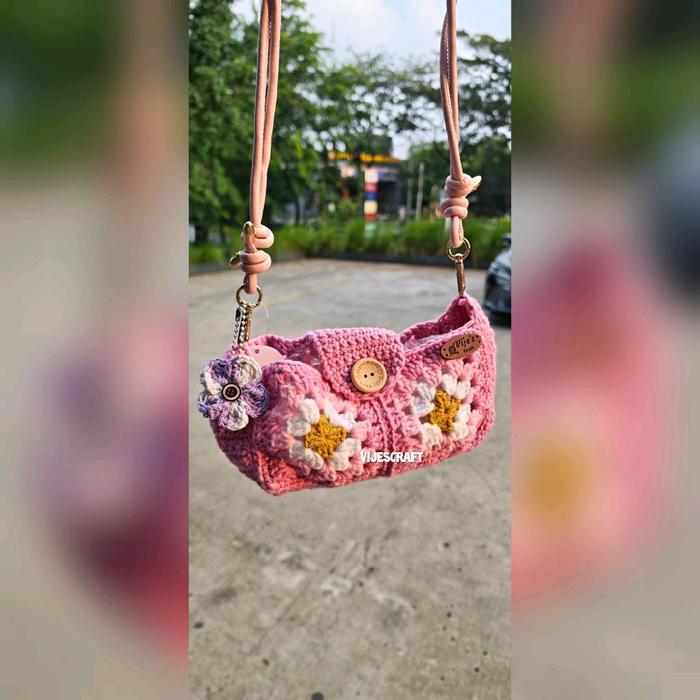 Tas selempang rajut MiuMiu 21x5x12cm