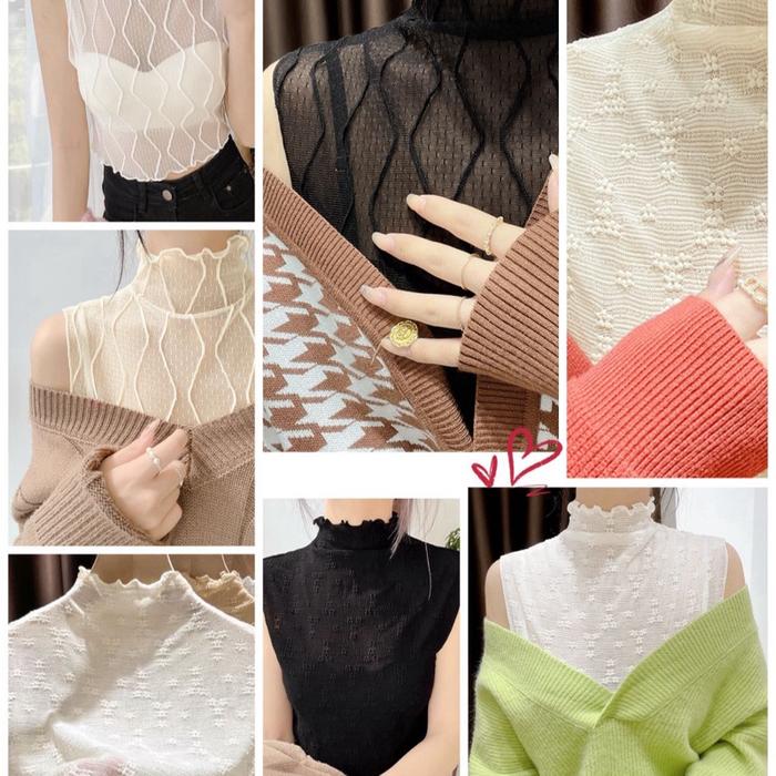 Feelme KK-527 Crop Lace Mesh Top, Vest Top, tanktop kamisol Atasan lace Renda Dalaman Baju Blouse t
