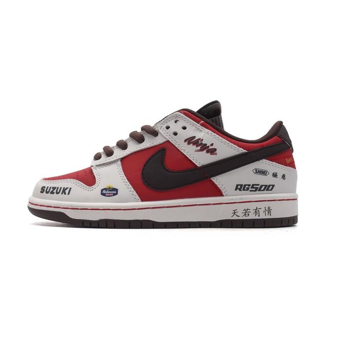 Sepatu Casual SB Dunk Low Suzuki White Red Brown Sepatu Original RE500-666 Shoes Pria Sneakers Wanit