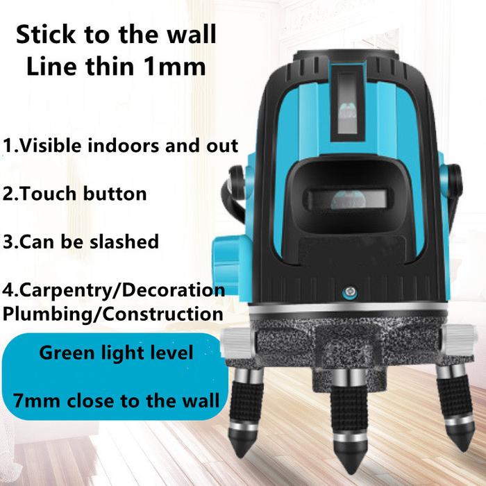 Green Slim Beam Laser Level 5 Line 6 Points 360° Spin Self-leveling