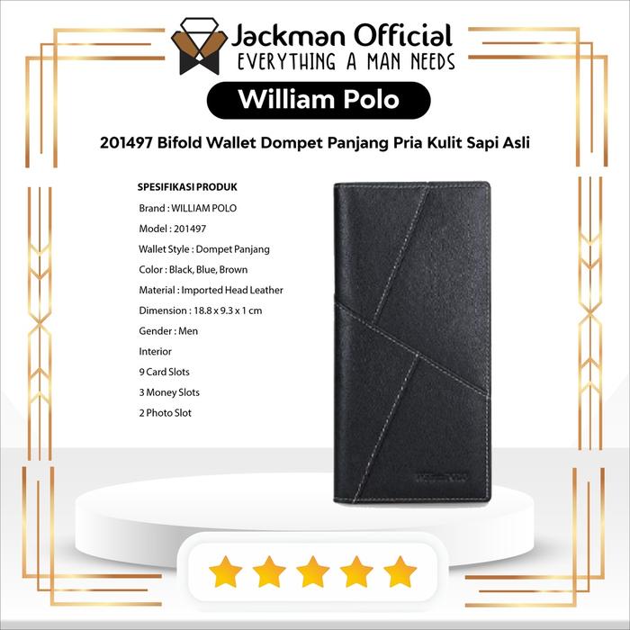 WILLIAM POLO 201497 Bifold Wallet Dompet Panjang Pria Kulit Sapi Asli