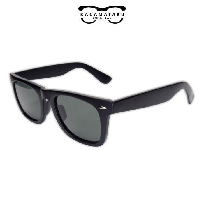 kacamata hitam Sunglasses pria wanita lensa kaca diamond frame anti UV - RB2140 Hitam - RB2140 Hitam