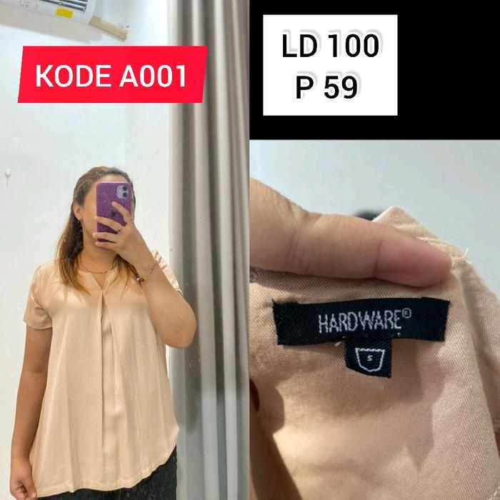 Atasan Formal Merk HARDWARE S-M Warna Coklat Susu - Wanita, Panjang, Kantor, Seragam, Casual, Hitam,