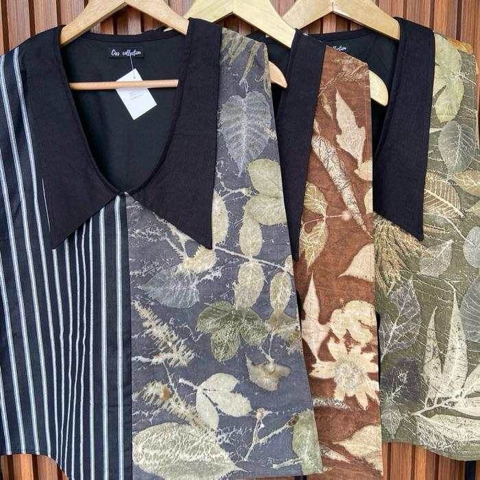 Outer ecoprint lurik dan batik