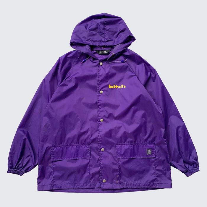 Purple Blue Sun Faded 1990s Bitch Skateboards Japan Vintage Nylon Hoodie Jacket - Unisex - M