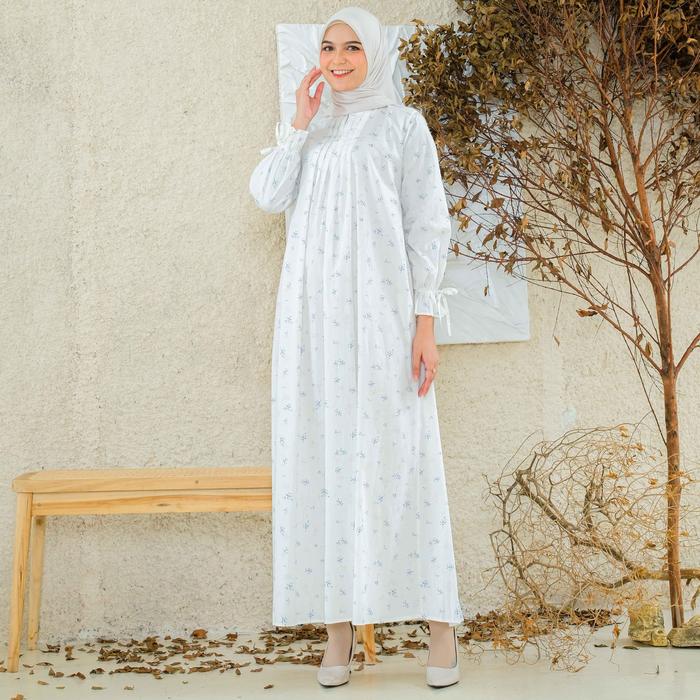RILLEY - Gamis Wanita Velissa | Gamis Wanita Motif Bungan | Gamis Wanita Bahan Poplin