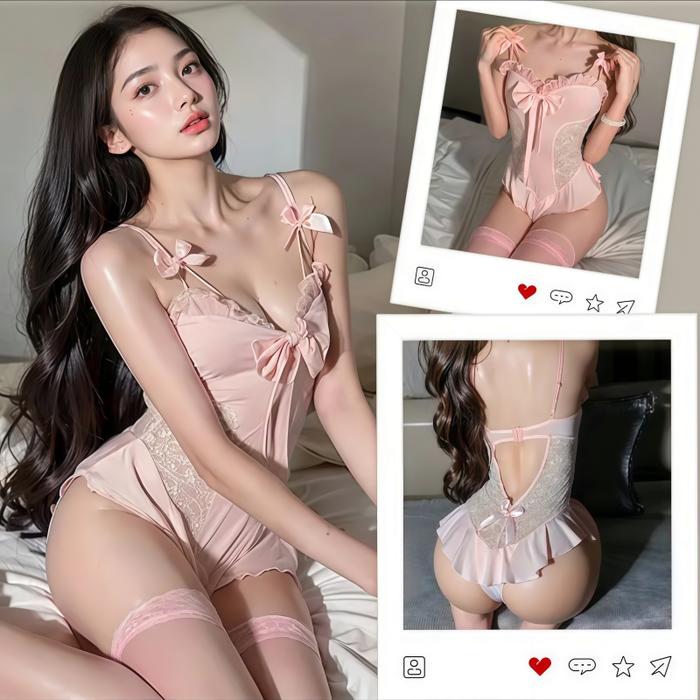 NEW Lingerie Dress  Bow lace bodysuit Sexy Lingerie Dress  Set Baju Tidur Renda  Sexy Lingerie Wanit