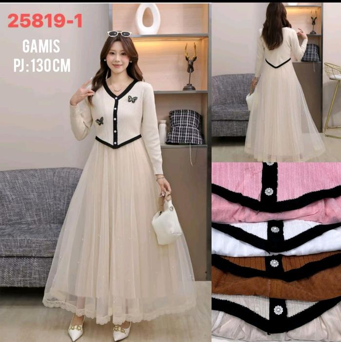 gamis rajut import mix tile import bahan lembut adem dan tidak nerawang