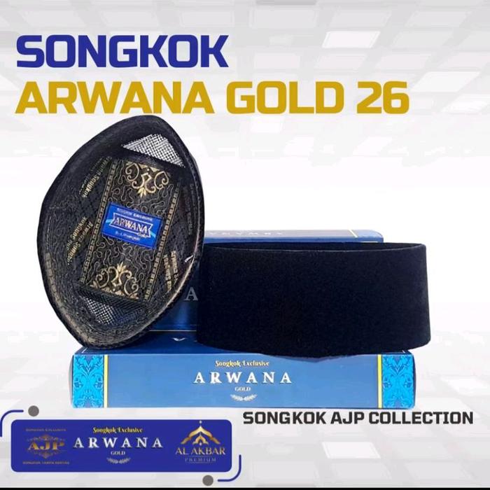 PECI HITAM POLOS AC ARWANA GOLD KOPIAH POLOS AC ARWANA GOLD PRIA DEWASA