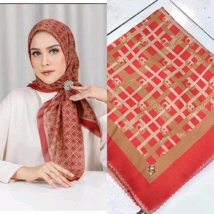 Jilbab Button terbaru Scarf ber plat logo besi B