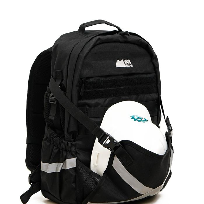 MokoWorkwear - Ransel Tambang Hitam Pria / Tas Proyek Safety Black / Tas Kerja K3 Proyek Pertambanga