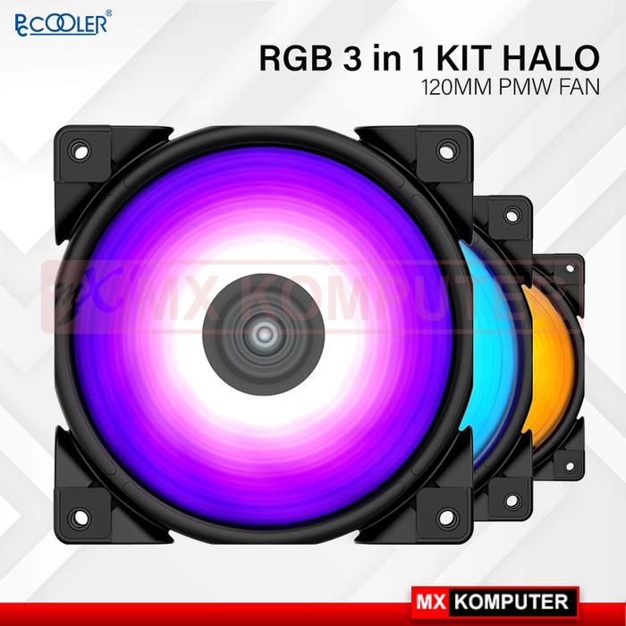 PCCooler Halo 3 in 1 Kit RGB Addressable LED Sync PWM 120mm Fan
