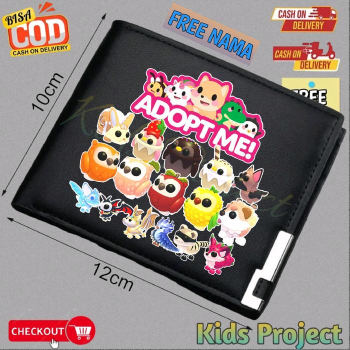Dompet Lipat Anak ROBLOX ADOPT ME PET LUCU - Hitam - Kartu, Uang Dompet Wallet Pria wanita Custom Mu