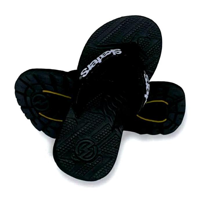 SANDAL SKATERS MT SDL 01P 23 BLACK-YELLOW Pria Sendal Hitam Jepit