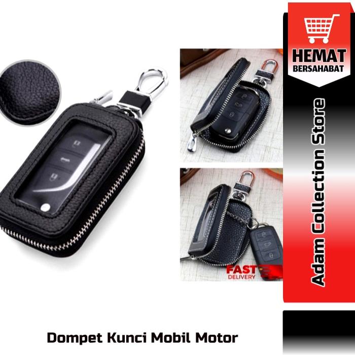 Dompet Keyless Remote Kunci Mobil Motor KULIT Carabiner Kuat UNIVERSAL