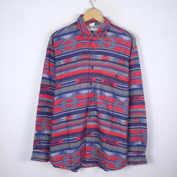 KEMEJA JOHN F GEE NAVAJO PLAID PATTERN FLANEL OUTER SHIRT GL102 SIZE L