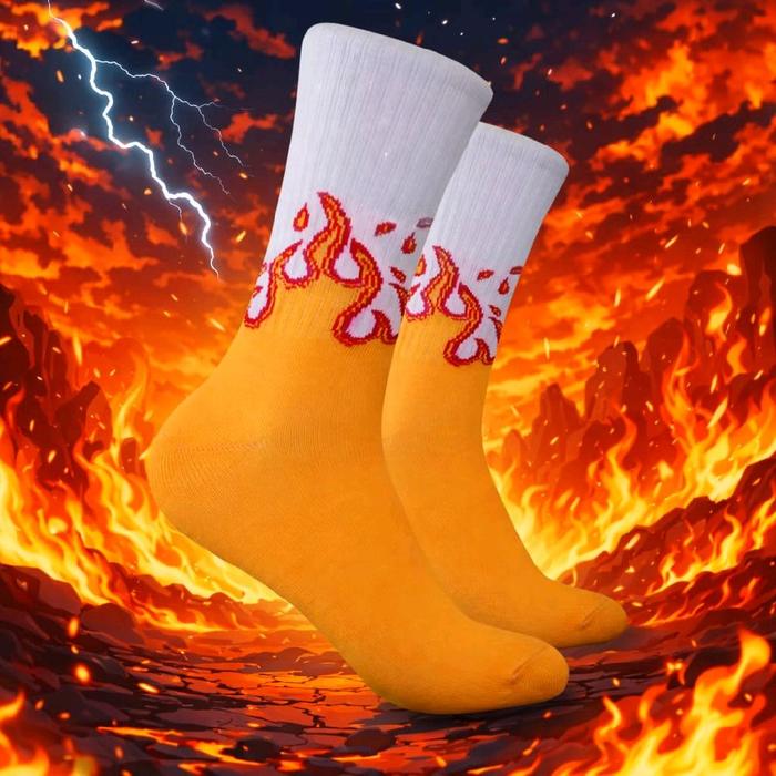 kaos kaki oldschool api kuning putih