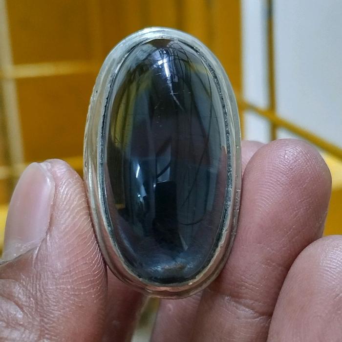 batu cincin pandan suji jarum kristal bias ungu