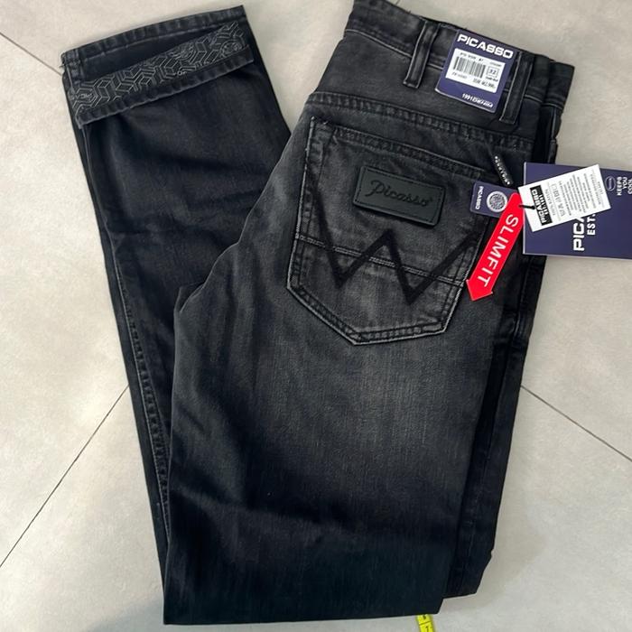 Celana jeans pria picasso ori warna snow black