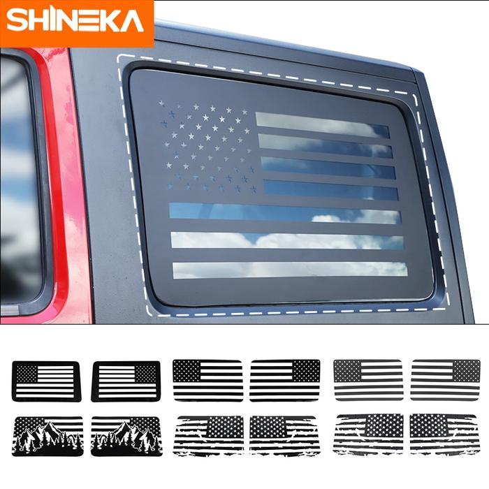 SHINEKA Stiker Dekorasi Jendela Belakang Mobil Stiker Bendera Amerika